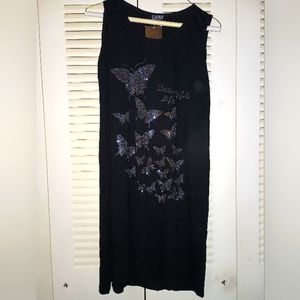 Black with Rhinestones Butterflies Dress